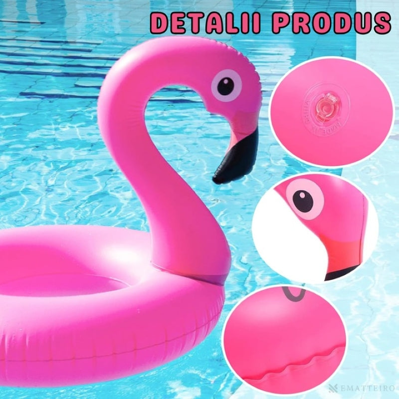 Colac Gonflabil Flamingo Diametru 120 cm Piscină Plajă PVC Roz-5