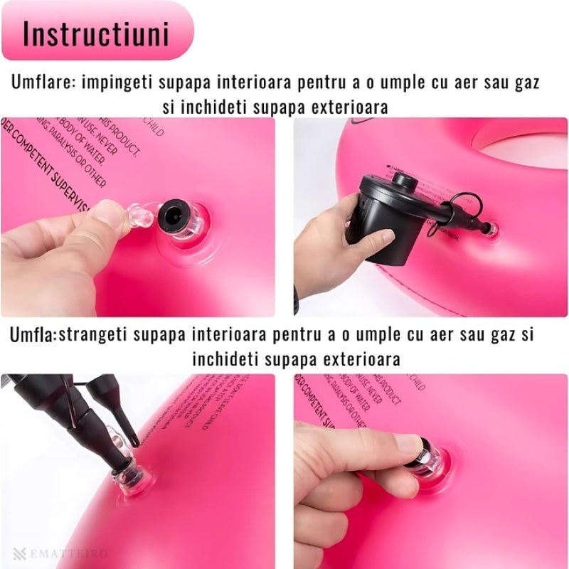 Colac Gonflabil Flamingo Diametru 120 cm Piscină Plajă PVC Roz