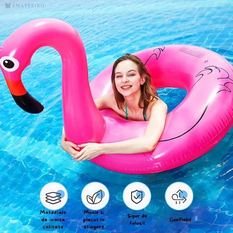 Colac Gonflabil Flamingo Diametru 120 cm Piscină Plajă PVC Roz-6