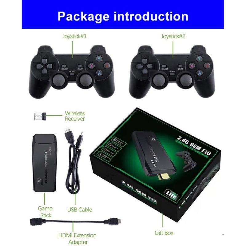 Consolă Jocuri Retro Stick HDMI 4K 2 Manete Wireless 32GB Negru-2
