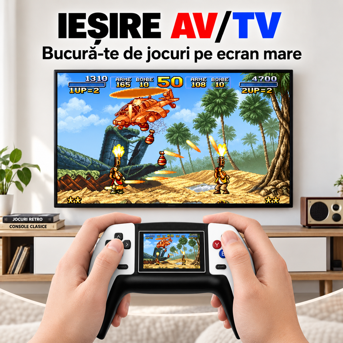 Consolă Portabilă Jocuri Video P5 520 Jocuri Retro Ieșire AV Alb-3