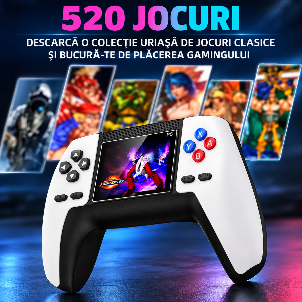 Consolă Portabilă Jocuri Video P5 520 Jocuri Retro Ieșire AV Alb-7