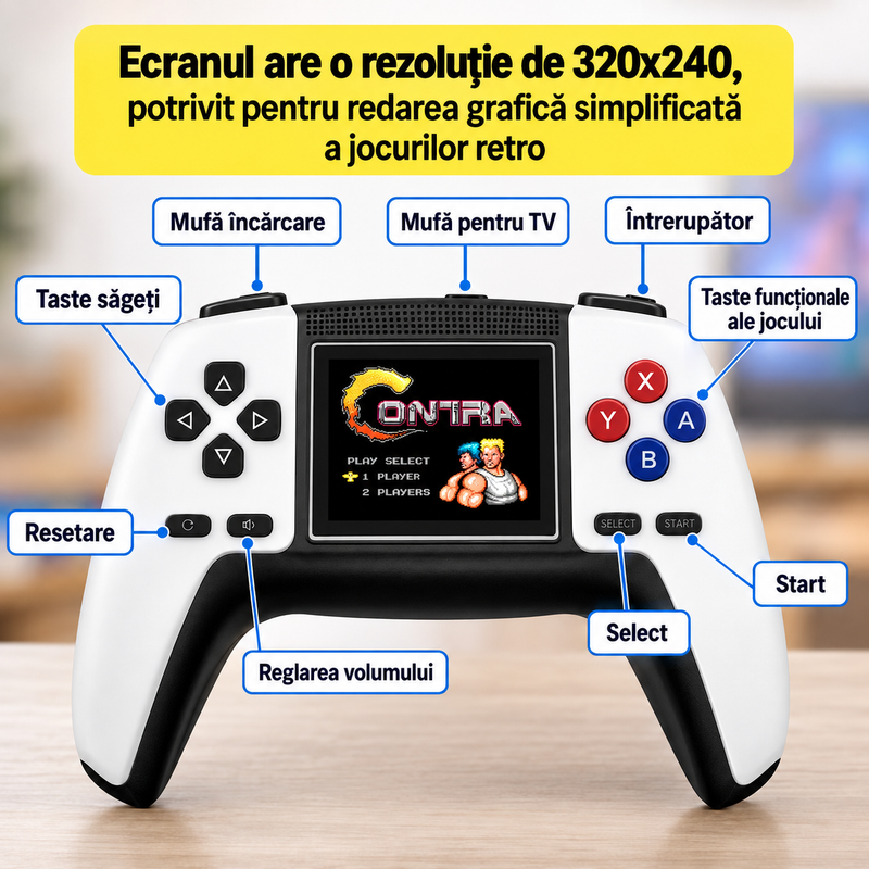 Consolă Portabilă Jocuri Video P5 520 Jocuri Retro Ieșire AV Alb-5