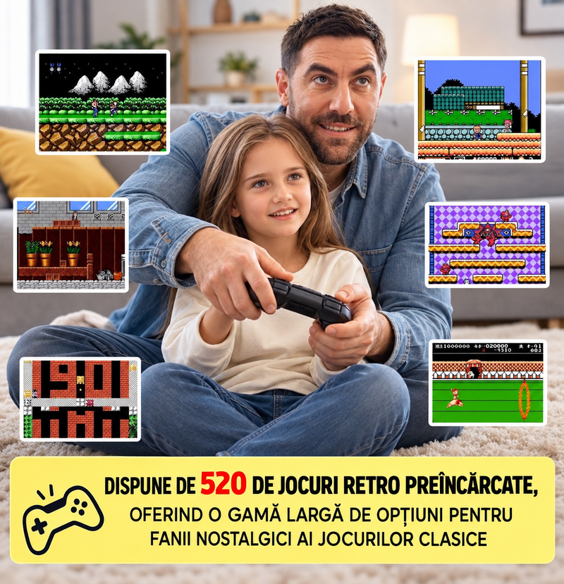 Consolă Portabilă Jocuri Video P5 520 Jocuri Retro Ieșire AV Alb-6