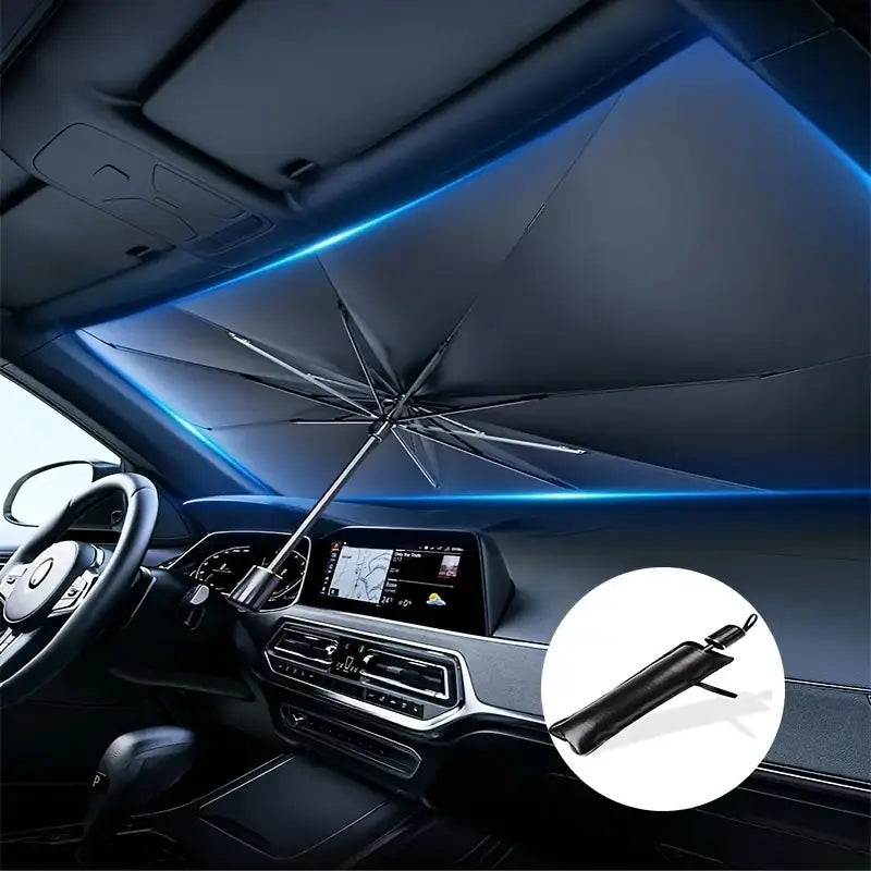 Parasolar Auto Tip Umbrela Pliabil 130x75 cm cu Protectie UV-5