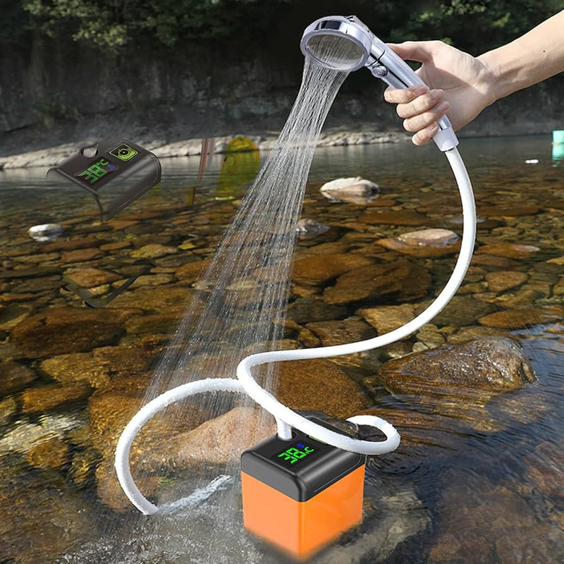 Duș Portabil Electric cu Acumulator 6000 mAh, Afișaj LED și 3 Moduri de Pulverizare, pentru Camping și Călătorii-4