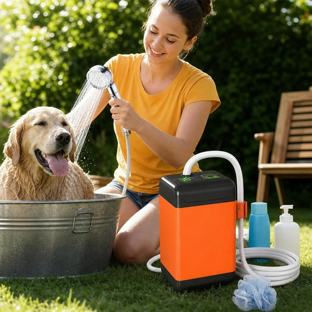 Duș Portabil Electric cu Acumulator 6000 mAh, Afișaj LED și 3 Moduri de Pulverizare, pentru Camping și Călătorii-7