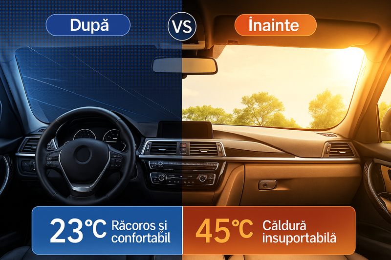 Parasolar Auto Tip Umbrela Pliabil 130x75 cm cu Protectie UV-2