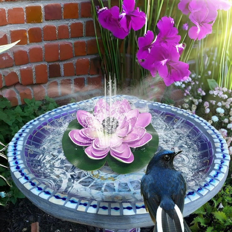 Fântână Arteziană Solară Lotus 18cm Pompă Plutitoare Iaz Mov-4