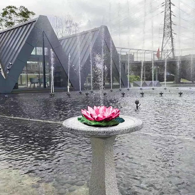 Fântână Arteziană Solară Lotus 18cm Pompă Plutitoare Iaz Mov-5