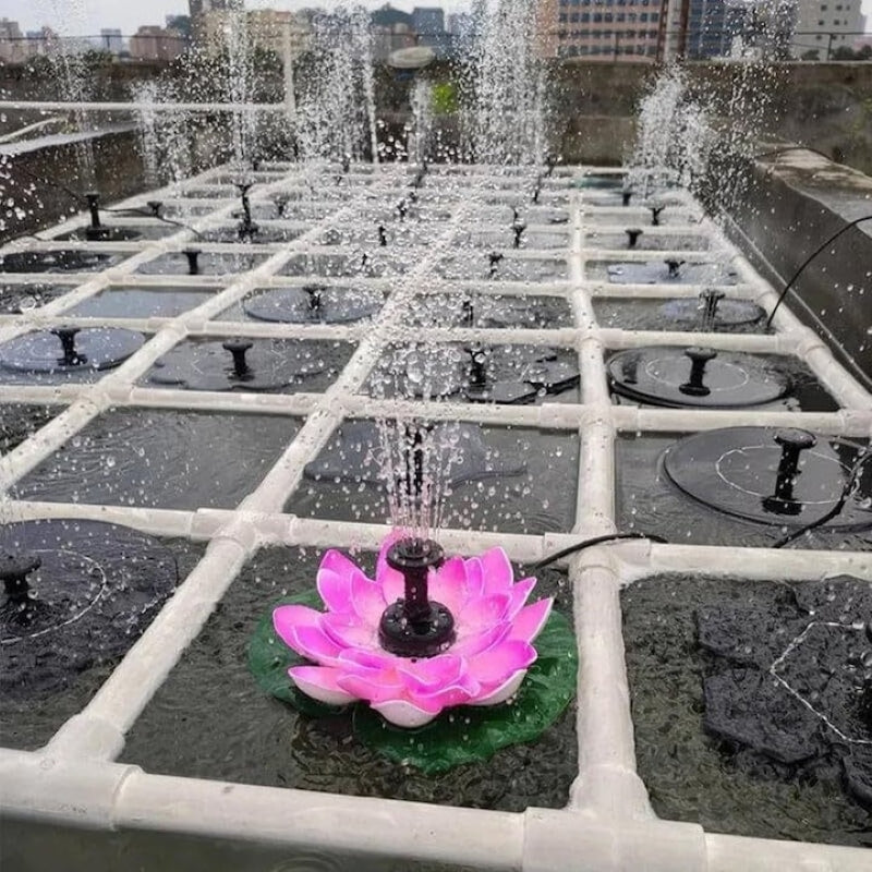 Fântână Arteziană Solară Lotus 18cm Pompă Plutitoare Iaz Mov-7