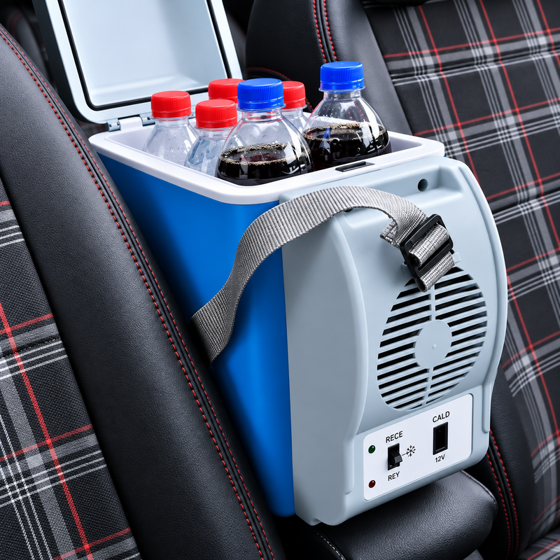 Frigider Auto Portabil 7.5L Răcire Încălzire 12V Alb Albastru-5