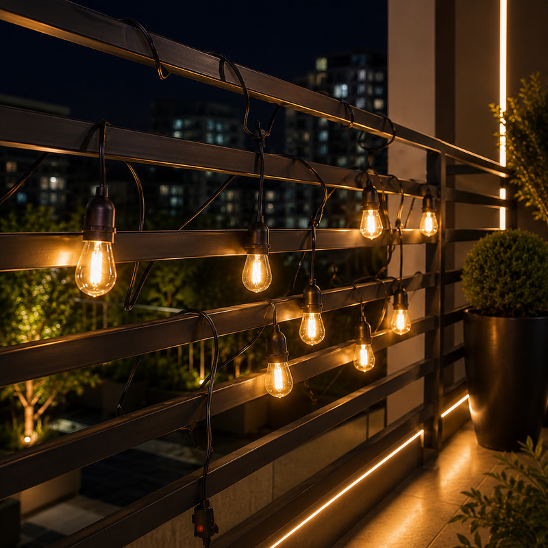 Ghirlandă Luminoasă 10 m cu 10 Becuri E27, Interconectabilă, Protecție IP65, Lumină Caldă-6