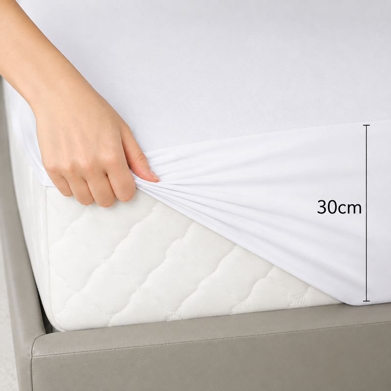 Husă Protecție Saltea, Microfibră, cu Elastic pe Margini, Antialergică, Impermeabilă-4