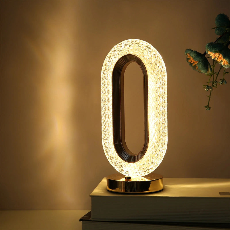 Lampa LED decorativa, veioza din cristal acrilic, lumina ambientala, 3 culori, alb rece/cald/neutru, control touch, reincarcabila-4