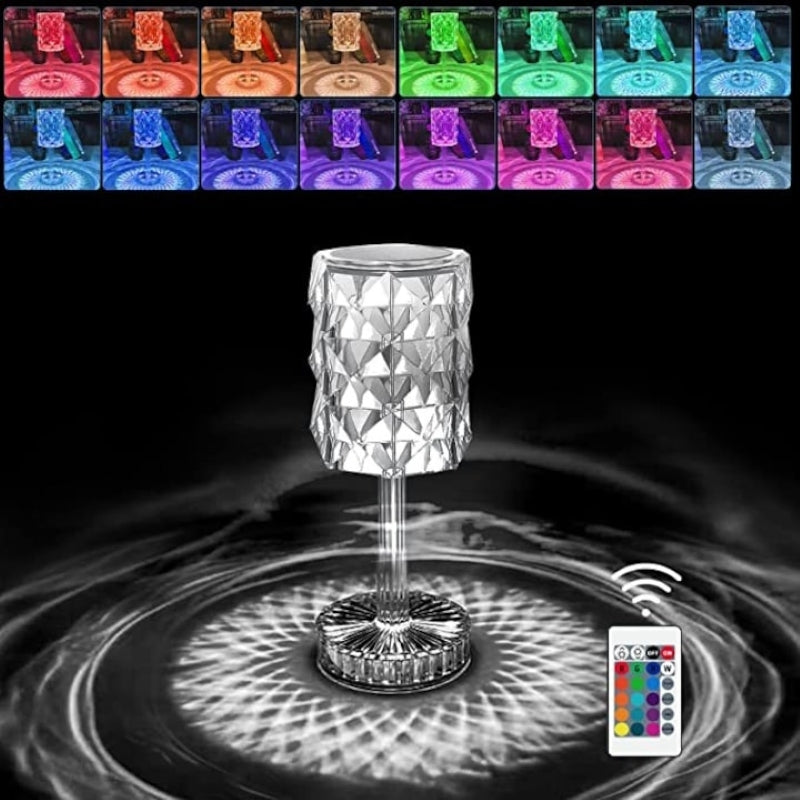 Veioză Cristal RGB Control Tactil Telecomandă 3 Trepte USB Transparent-3