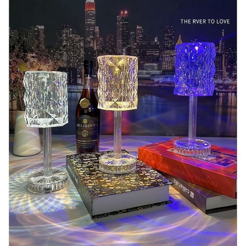 Veioză Cristal RGB Control Tactil Telecomandă 3 Trepte USB Transparent-4
