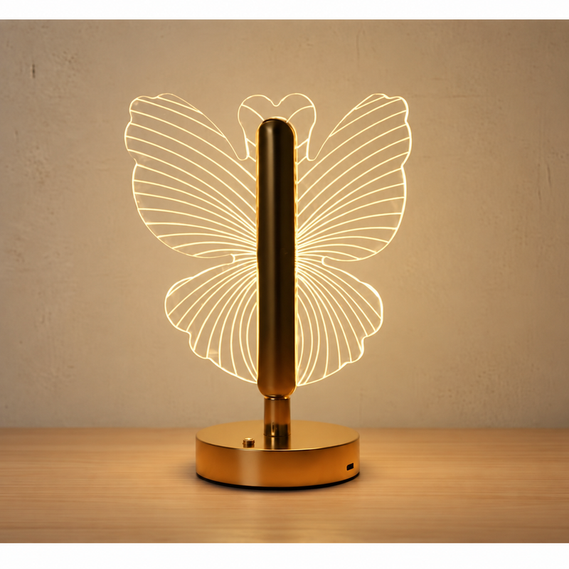 Lampă LED Cristal Formă Fluture 3 Moduri Lumină Control Touch USB-6
