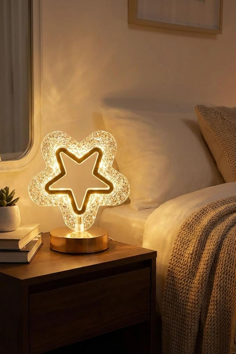 Lampă LED Cristal Formă Stea 3 Moduri Lumină Control Touch USB-8
