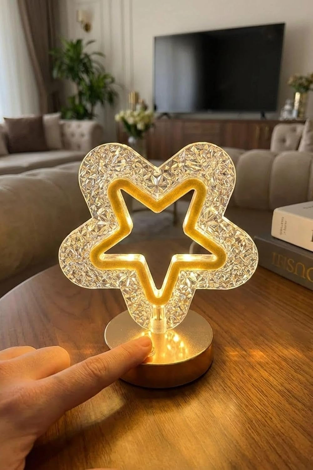 Lampă LED Cristal Formă Stea 3 Moduri Lumină Control Touch USB-6
