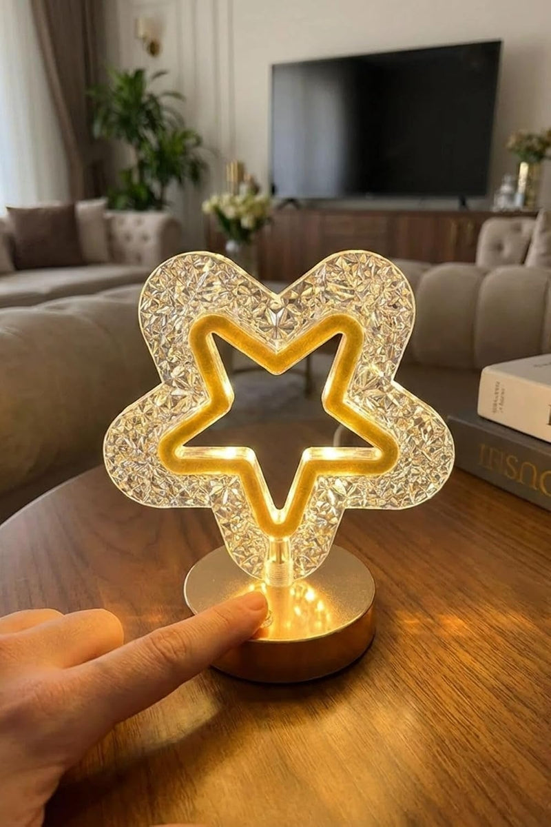 Lampă LED Cristal Formă Stea 3 Moduri Lumină Control Touch USB-6