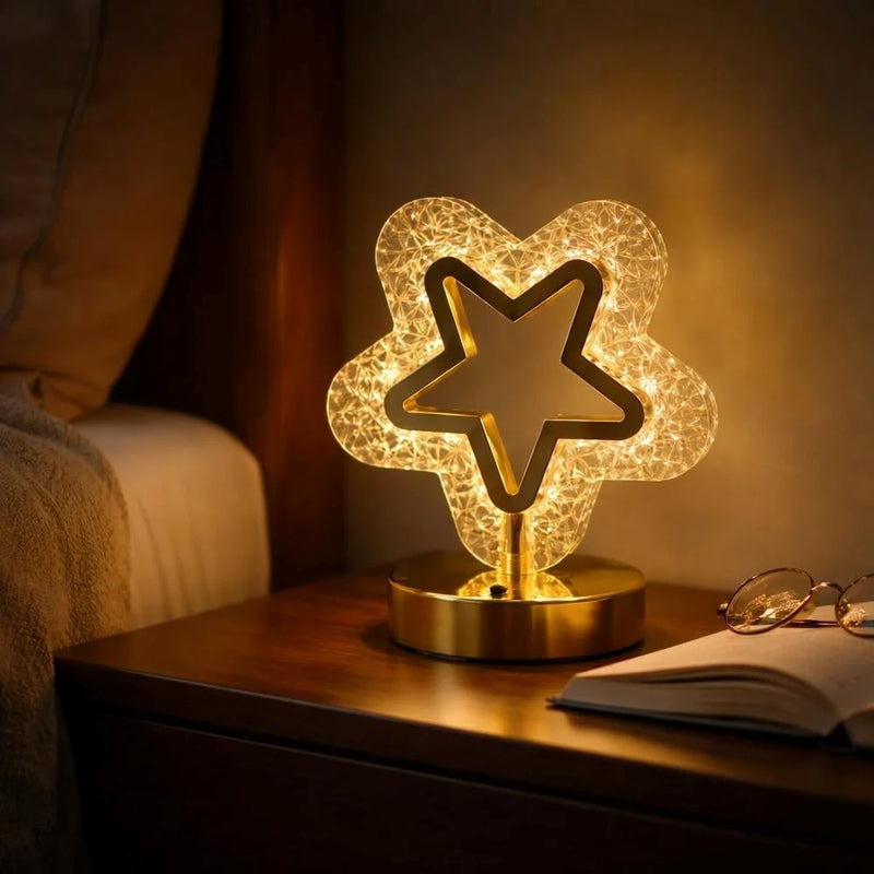 Lampă LED Cristal Formă Stea 3 Moduri Lumină Control Touch USB-7