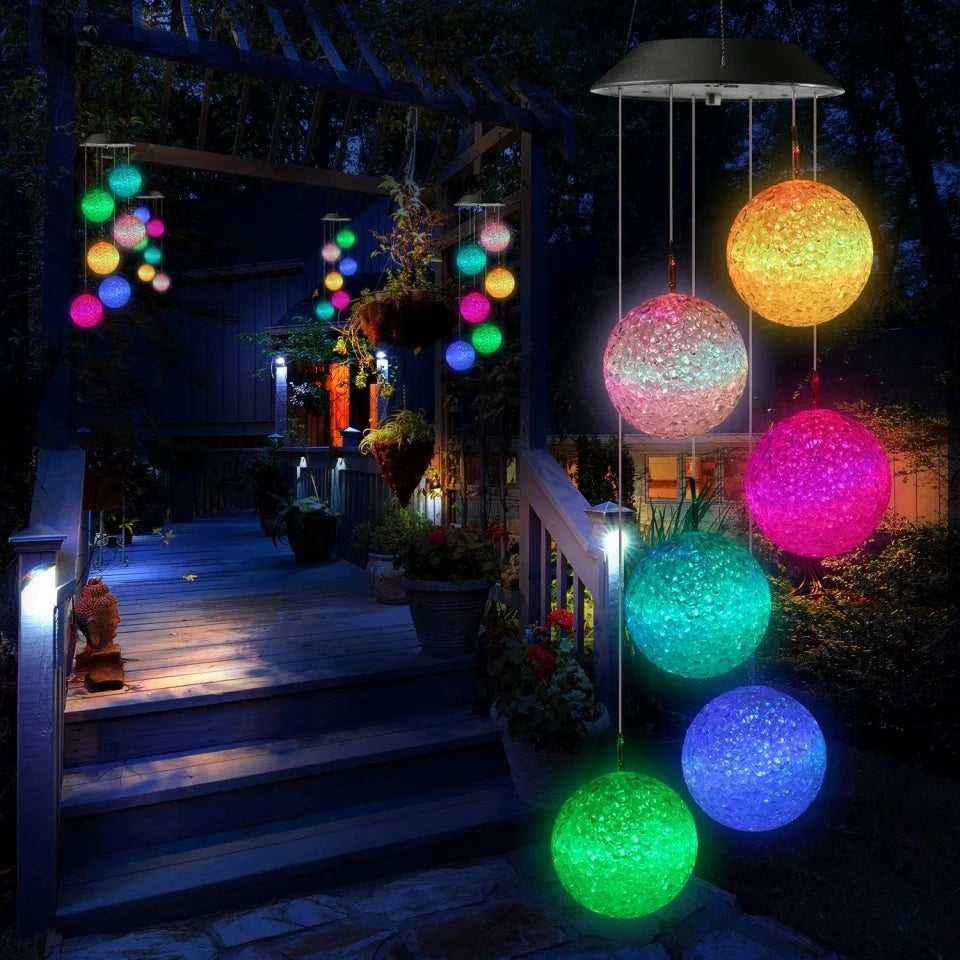Lampă Solară Clopoței de Vânt 6 Globuri LED RGB 55 cm Impermeabilă-5