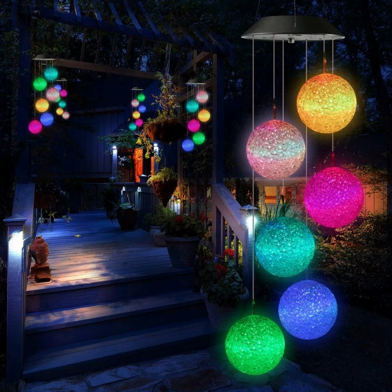 Lampă Solară Clopoței de Vânt 6 Globuri LED RGB 55 cm Impermeabilă-5