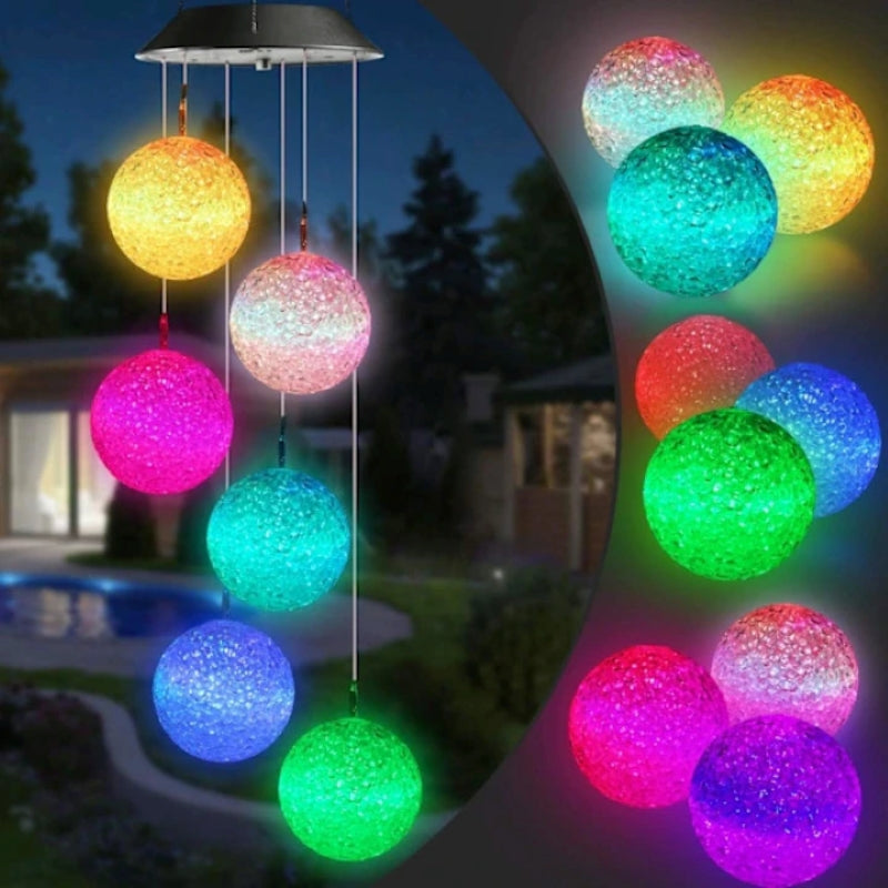 Lampă Solară Clopoței de Vânt 6 Globuri LED RGB 55 cm Impermeabilă-7