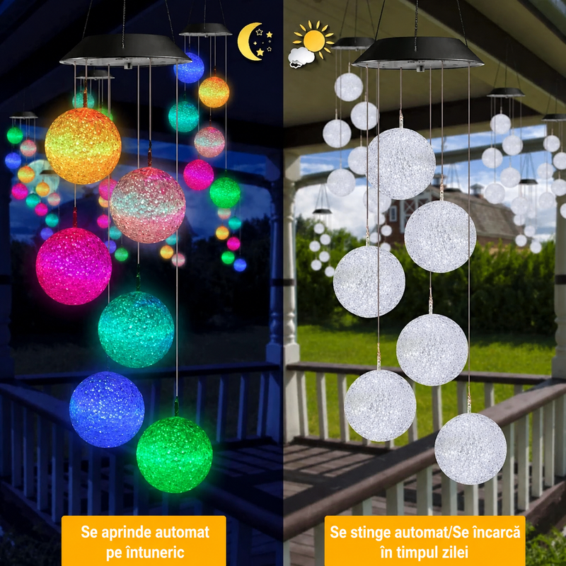 Lampă Solară Clopoței de Vânt 6 Globuri LED RGB 55 cm Impermeabilă-3