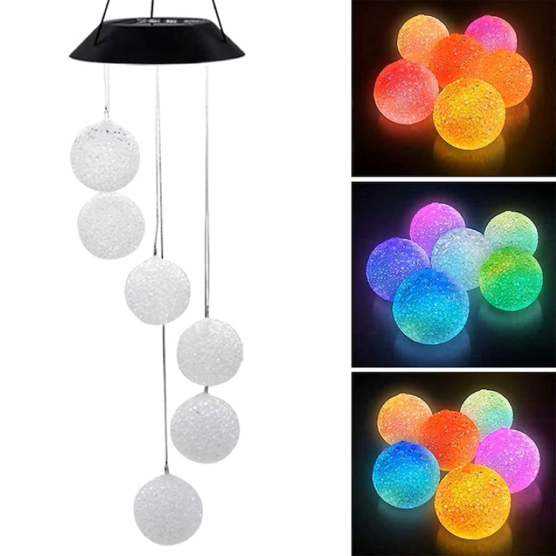 Lampă Solară Clopoței de Vânt 6 Globuri LED RGB 55 cm Impermeabilă