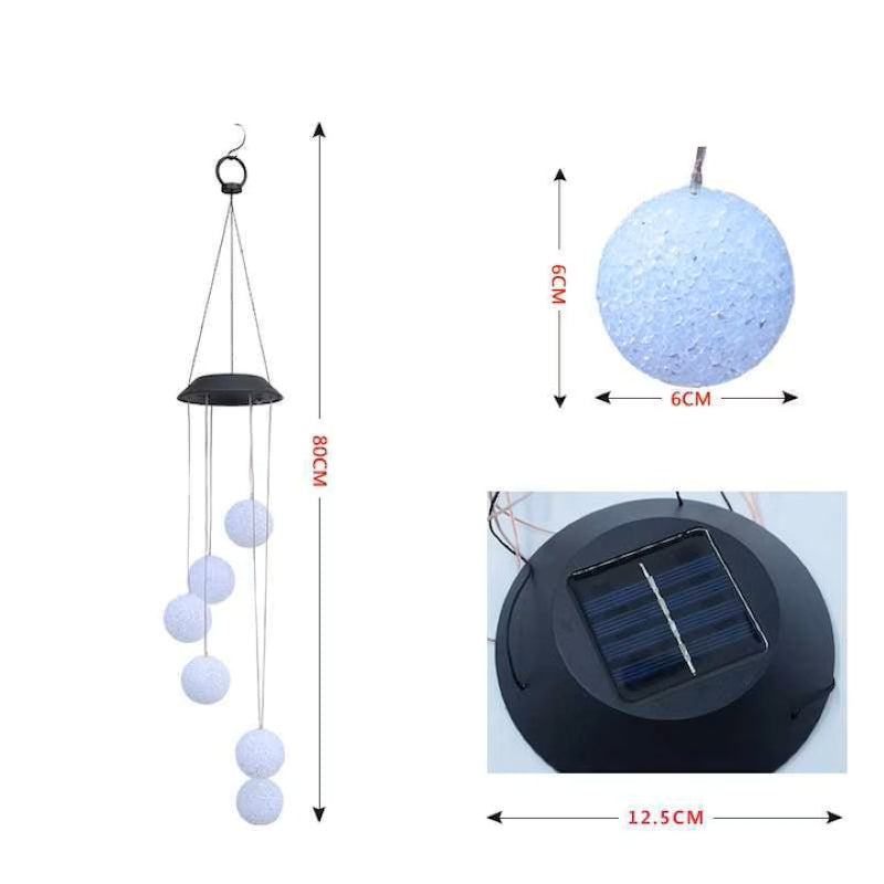 Lampă Solară Clopoței de Vânt 6 Globuri LED RGB 55 cm Impermeabilă-4