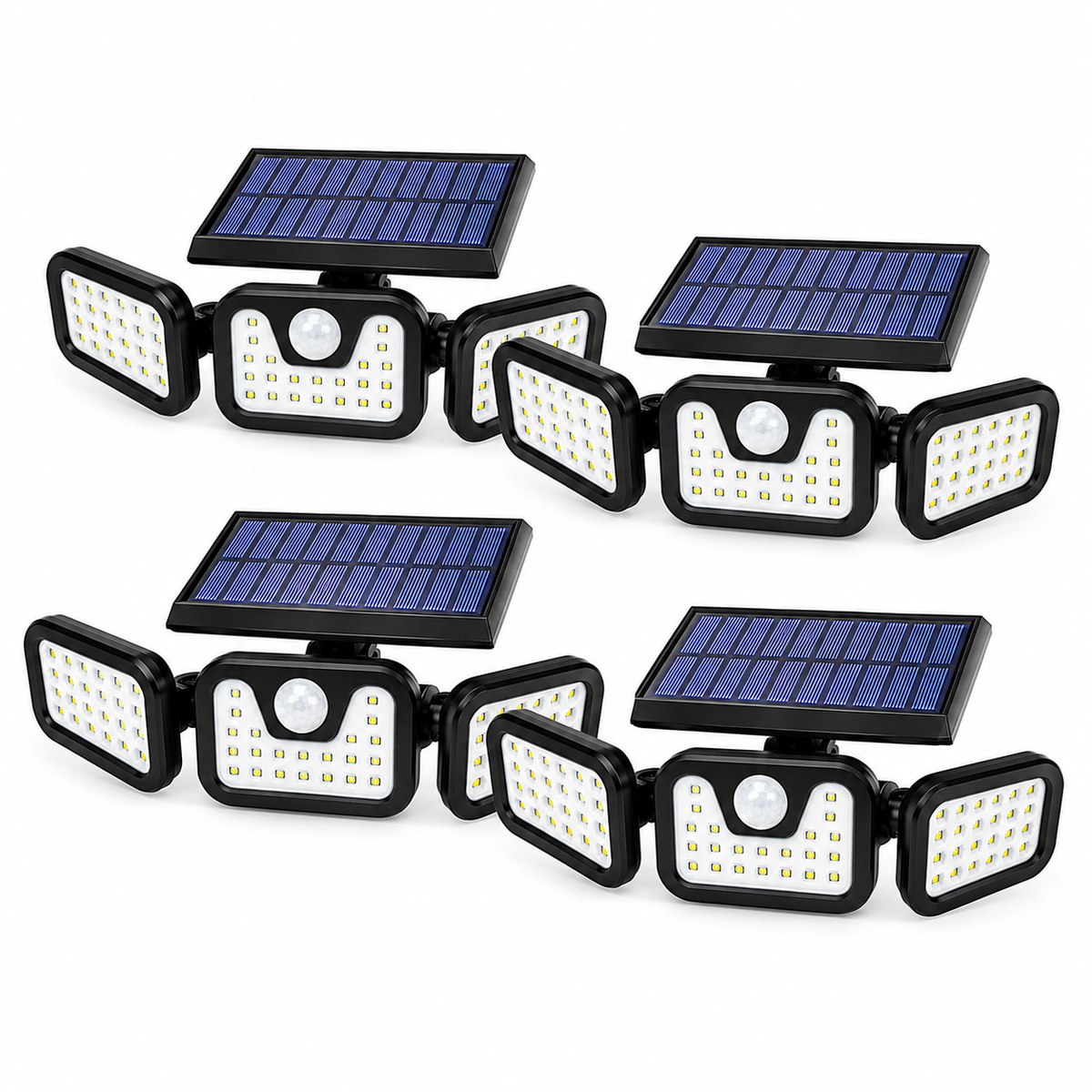 Lampă Solară de Exterior 72 LED cu Senzor de Mișcare, 3 Capete Reglabile, IP67-3