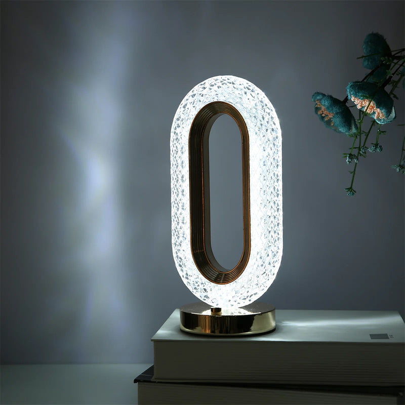 Lampa LED decorativa, veioza din cristal acrilic, lumina ambientala, 3 culori, alb rece/cald/neutru, control touch, reincarcabila-5