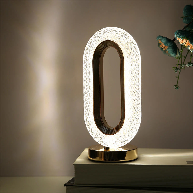 Lampa LED decorativa, veioza din cristal acrilic, lumina ambientala, 3 culori, alb rece/cald/neutru, control touch, reincarcabila-6