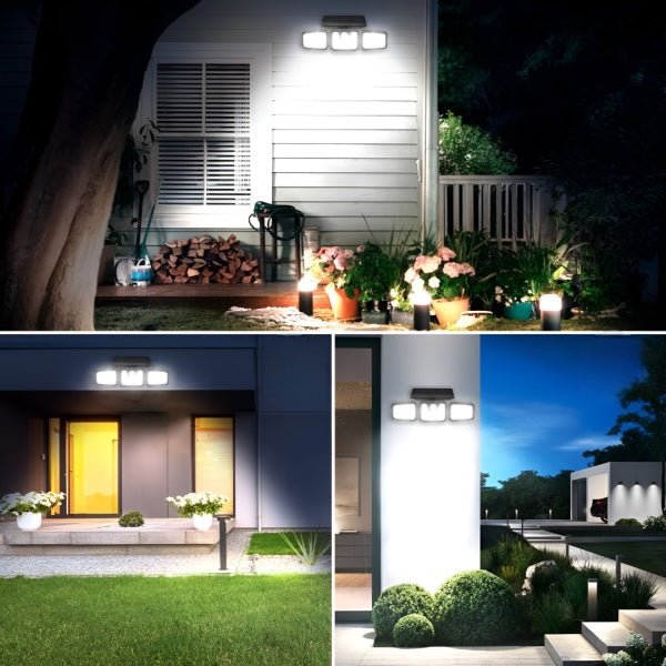 Lampă Solară de Exterior 72 LED cu Senzor de Mișcare, 3 Capete Reglabile, IP67-5