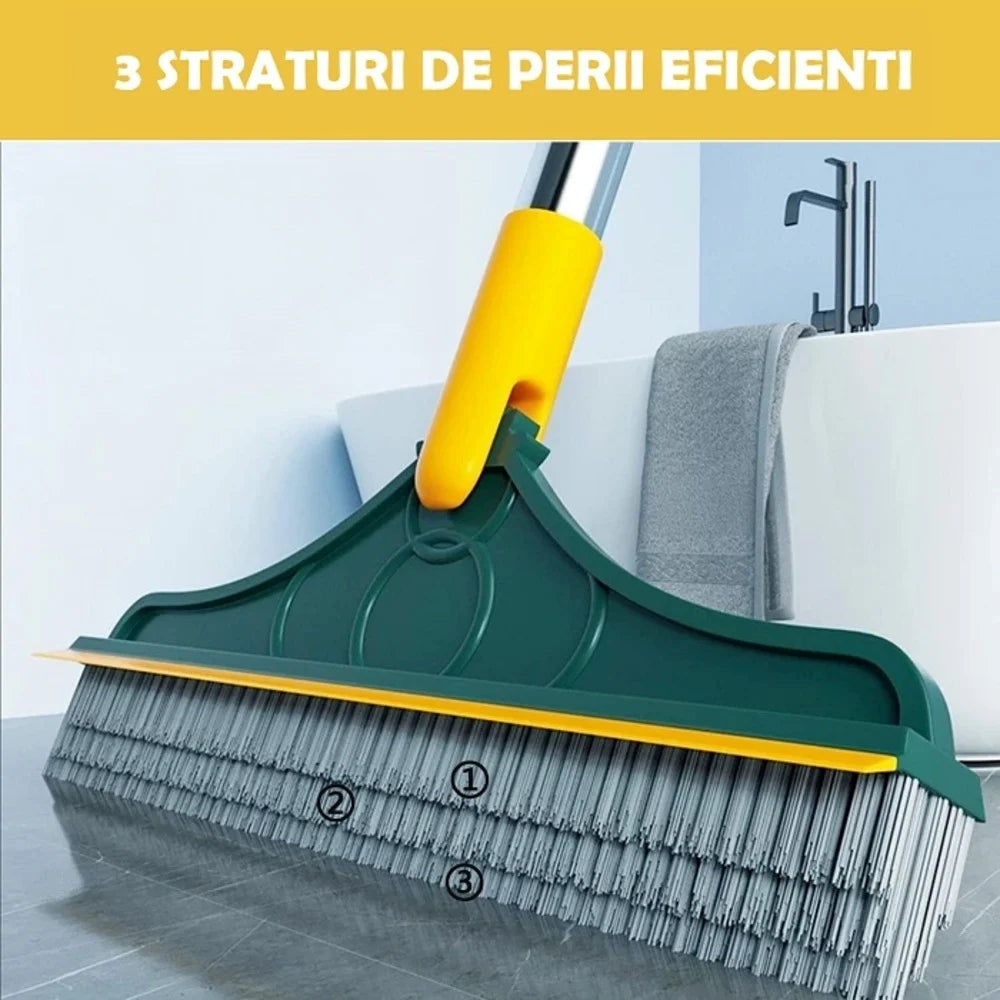 Perie Curățare Podele cu Racletă Rotativă 120° Perii V 103x22 cm Inox-2