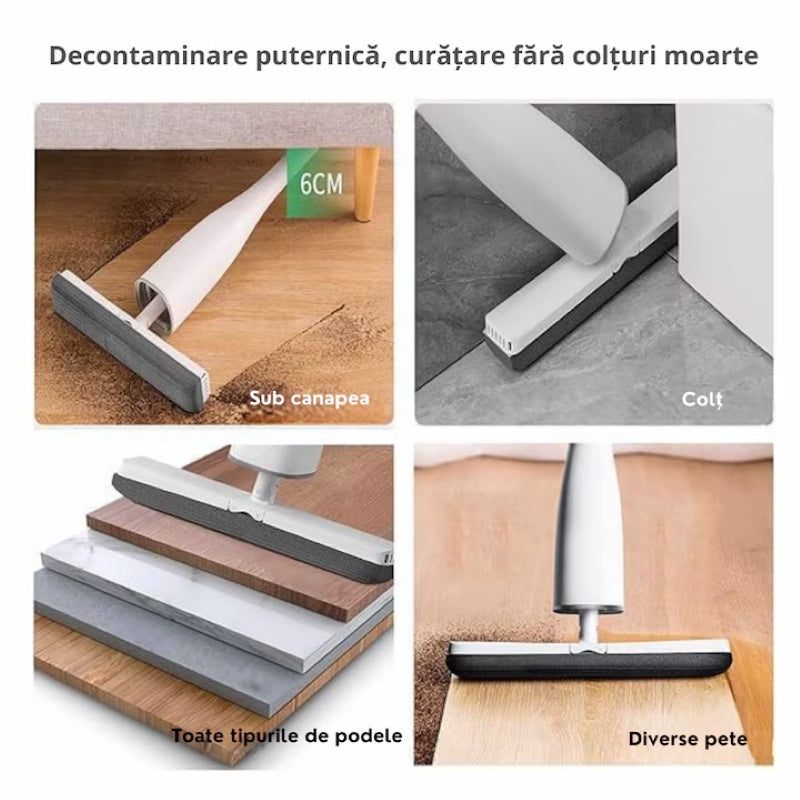 Mop Curățare Pardoseli și Geamuri Burete Dens 126x32 cm Uscare Rapidă Alb-3