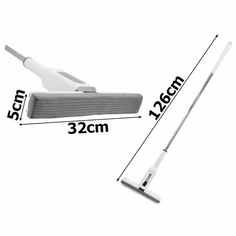 Mop Curățare Pardoseli și Geamuri Burete Dens 126x32 cm Uscare Rapidă Alb-2