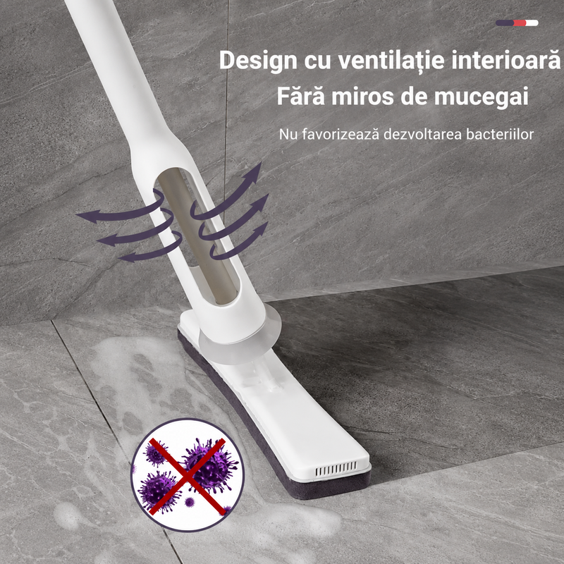 Mop Curățare Pardoseli și Geamuri Burete Dens 126x32 cm Uscare Rapidă Alb-4