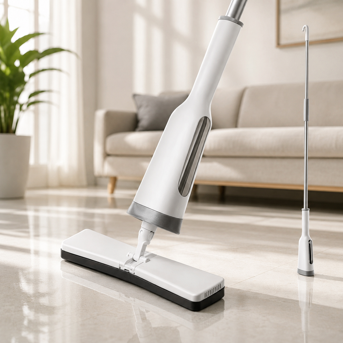 Mop Curățare Pardoseli și Geamuri Burete Dens 126x32 cm Uscare Rapidă Alb