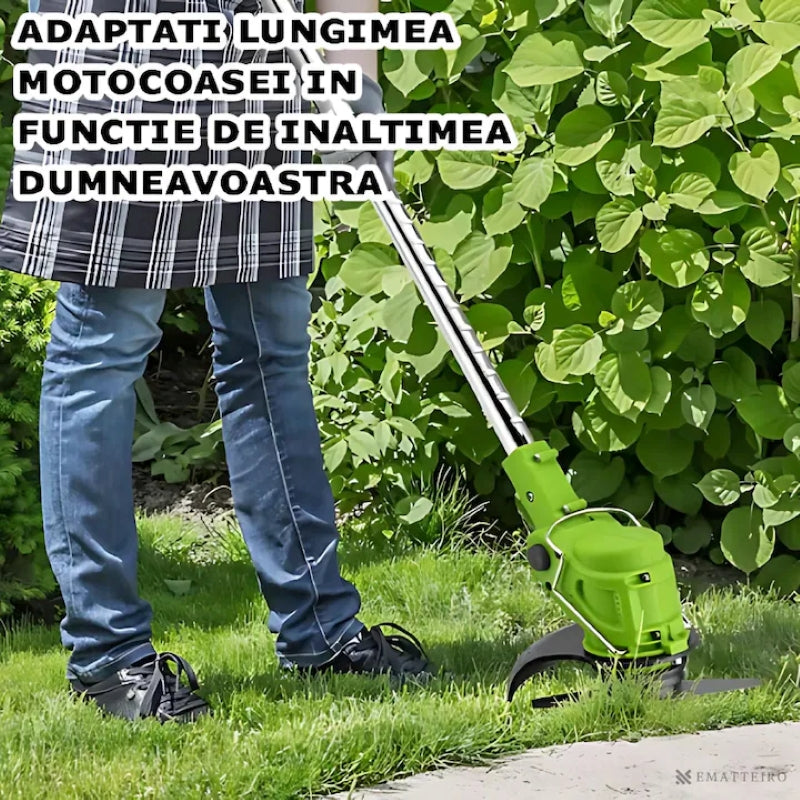 Motocoasă Electrică 2 Acumulatori 48V Braț Reglabil 8 Lame Verde-4
