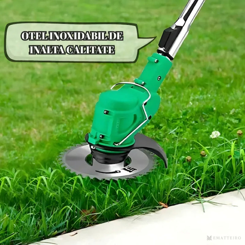 Motocoasă Electrică 2 Acumulatori 48V Braț Reglabil 8 Lame Verde-8
