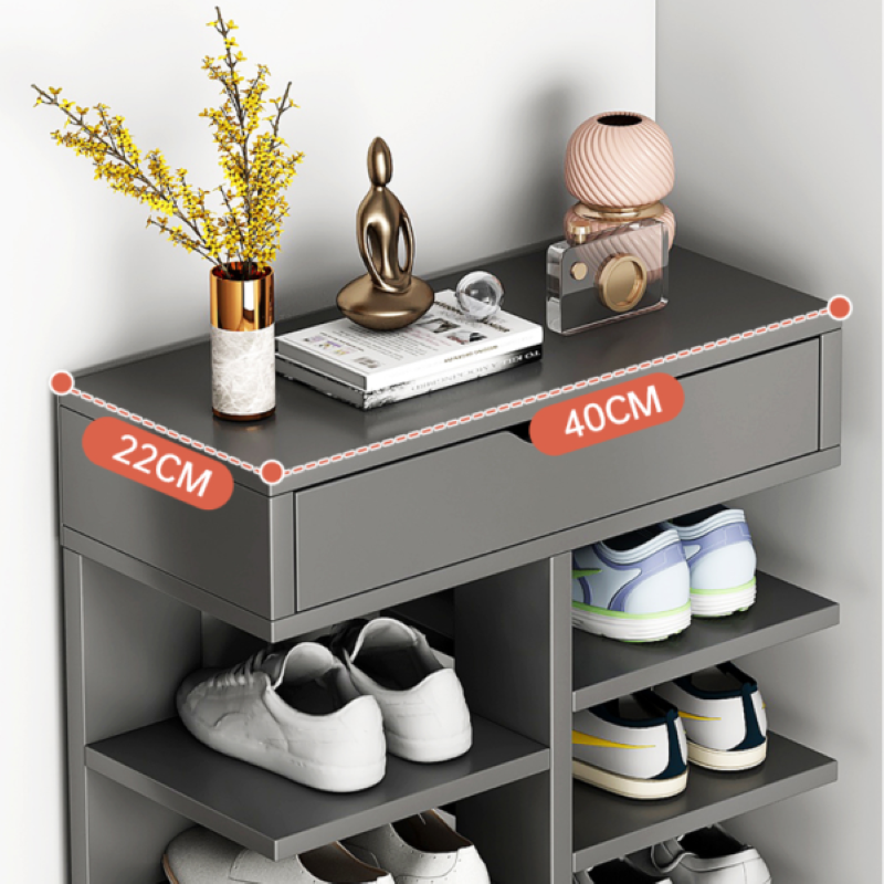 Pantofar Vertical 7 Etaje Spații Înguste 40x22x111 cm PAL Gri-4