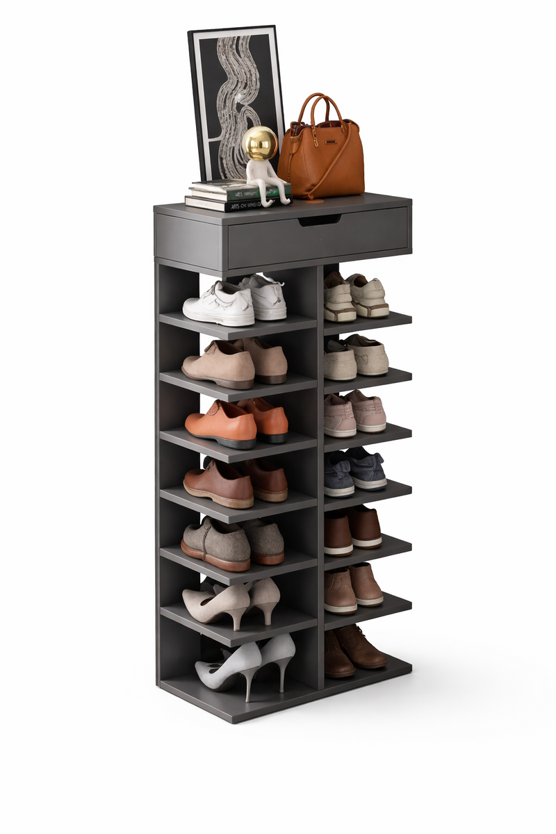 Pantofar Vertical 7 Etaje Spații Înguste 40x22x111 cm PAL Gri-7