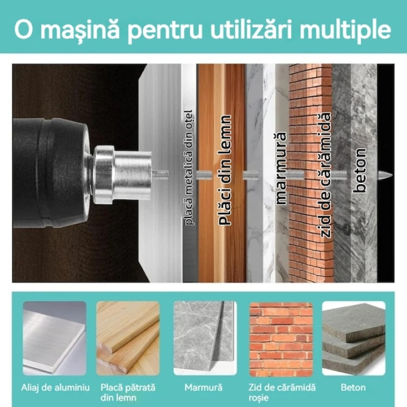 Kit Pistol Manual Cuie Beton cu 50 Cuie 7.2mm + Ochelari-3