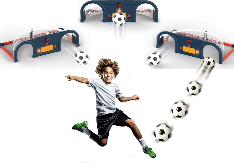 Poartă Fotbal Interactivă Scor Electronic Lumini Minge Albastru-6