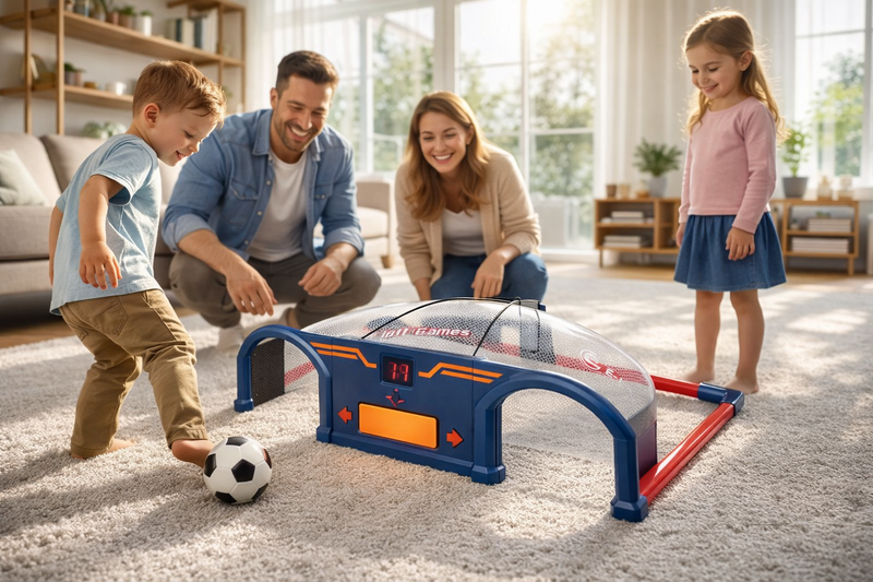 Poartă Fotbal Interactivă Scor Electronic Lumini Minge Albastru-5
