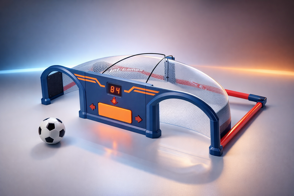 Poartă Fotbal Interactivă Scor Electronic Lumini Minge Albastru-1