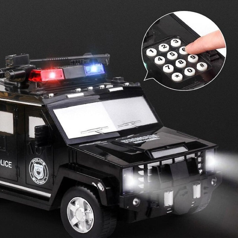Pușculiță Seif Mașină Poliție Parolă Amprentă Sunete Lumini Negru-3